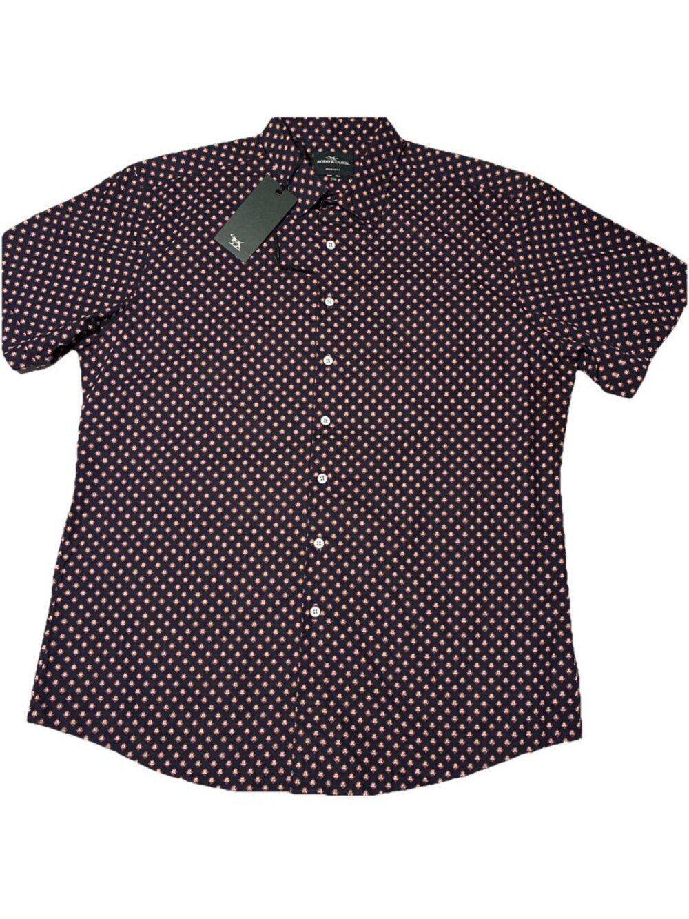 Rodd Gunn Shirt Mens XXL NWT Burgundy Floral Short Sleeve Button Down Sports Fit